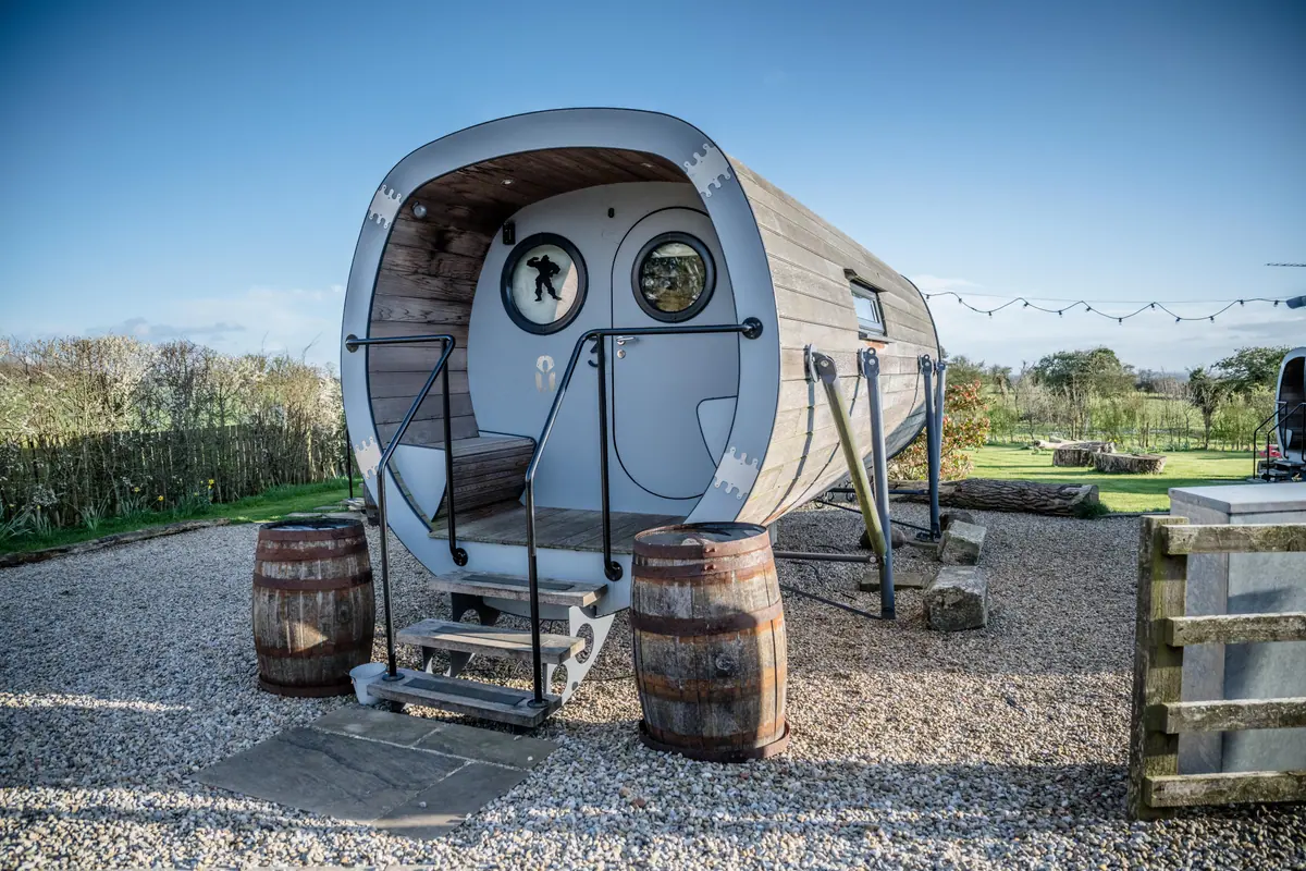 A timber glamping pod at Thief Hall